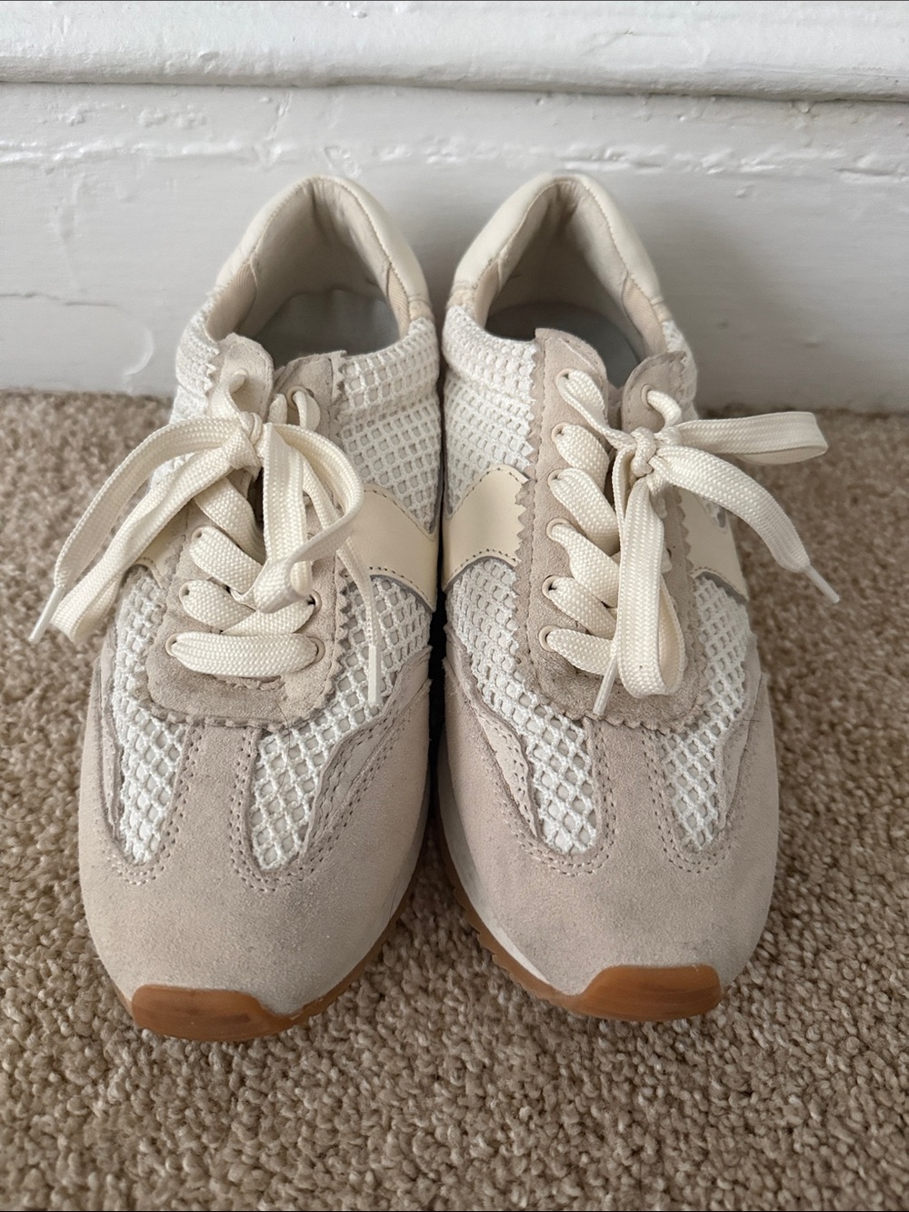 Dolce Vita Neutral Beige & Cream Women's Mesh Lace-Up Sneakers